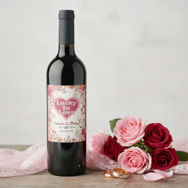 Rosa & Rote Romantische Rosen Frühjahrs-Blumenhoch Weinetikett