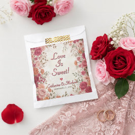 Rosa & Rote Romantische Rosen Hochzeit im Frühling Geschenktütchen