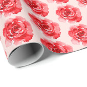 Rosa Rote Rose Bloral Geschenkpapier (Rolleneckpunkt)