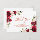 Rosa Rote Rose Blütensüß 16 Personalisiert Dankeskarte (Vorne/Hinten)