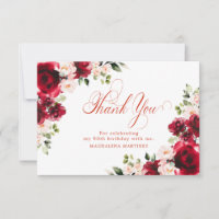 Rosa Rote Rose Floral 50. Geburtstag Personalisier