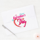 Rosa Rote Rose Heart Valentine's Day Round Sticker (Umschlag)