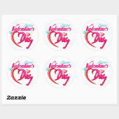 Rosa Rote Rose Heart Valentine's Day Round Sticker (Blatt)