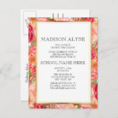 Rosa Rote Rose / Party-Karte mit Blumenmuster Einladungspostkarte (Vorne/Hinten)