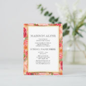 Rosa Rote Rose / Party-Karte mit Blumenmuster Einladungspostkarte (Stehend Vorderseite)