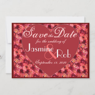 Rosa rote Rose Valentin Save the Date lädt ein