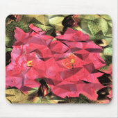 Rosa Rote Rosen Abstrakter kubistischer Futurist Mousepad (Vorne)