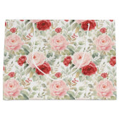 Rosa rote Rosen Blumen-Brautschauer Große Geschenktüte (Vorderseite)