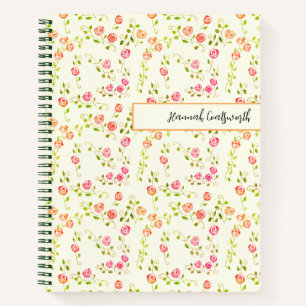 Rosa Rote Rosen Elegant Vintag Hand-Illustriert Notizblock