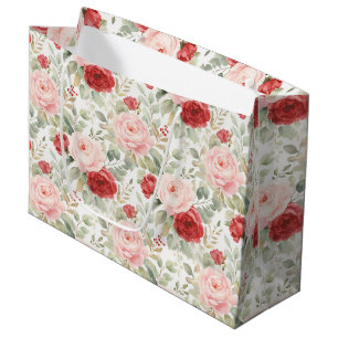 Rosa rote Rosen Floral Brautparty Große Geschenktüte