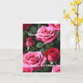 Rosa Rote Rosen für eine besondere Freundin zum Ge Karte (Gelbe Blume)