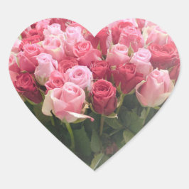 Rosa Rote Rosen Herz Form Sticker