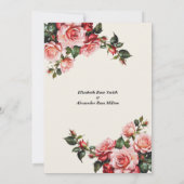 Rosa rote Rosen Hochzeit Probe Abendessen Einladung (Rückseite)