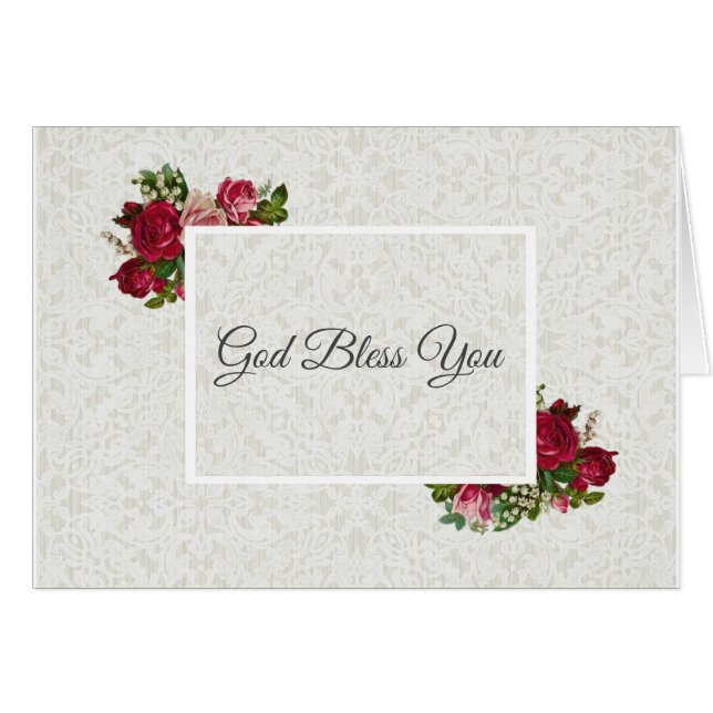 Rosa Rote Rosen Lily of the Valley White Lace (Vorderseite (Horizontal))