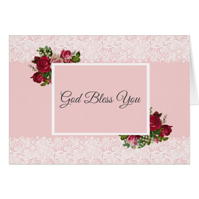 Rosa Rote Rosen Lily of the Valley White Lace (Vorderseite (Horizontal))