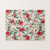 Rosa Rote Rosen Muttertag Puzzle (Horizontal)