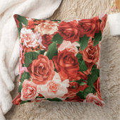 Rosa Rote Rosen Random Arrangements Blumenmuster Kissen (Decke)