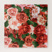Rosa Rote Rosen Random Arrangements Blumenmuster Puzzle (Horizontal)