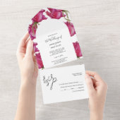 Rosa Rote Rosen Wasserfarben Handgestrichen All In One Einladung (Abreißen)