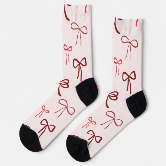 Rosa rote Schleife Weihnachtsstrümpfe Socken (Linkes Detail)