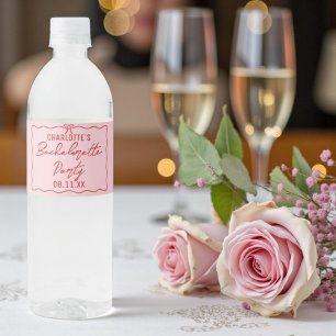 Rosa & Rote Schleifen-Party Junggesellinnenabschie Wasserflaschenetikett