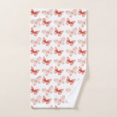 Rosa Rote Schmetterlinge   Badhandtuch Set (Handtuch)