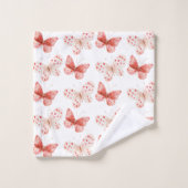 Rosa Rote Schmetterlinge   Badhandtuch Set (Waschlappen)