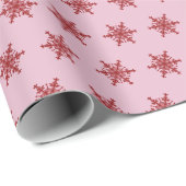 Rosa/Rote Schneeflocke Geschenkpapier (Rolleneckpunkt)