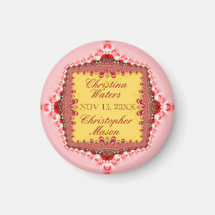 Rosa rote Spitze Hochzeitstermin Ankündigung Magne Magnet