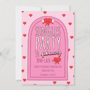 Rosa & Rote Süße Singles Valentinstag Party Feiertagskarte