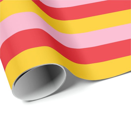 Rosa, rote und goldene Streifen Geschenkpapier (Rolleneckpunkt)