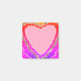 Rosa, rote und lila Herzen und untergehende Petale Post-it Klebezettel