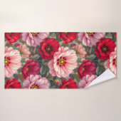 Rosa, rote und mauvefarbene Blumen  Badehandtuch (Badehandtuch)
