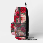Rosa, rote und mauvefarbene Blumen  Bedruckter Rucksack (Rechts)