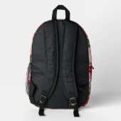 Rosa, rote und mauvefarbene Blumen  Bedruckter Rucksack (Rückseite)