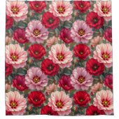 Rosa, rote und mauvefarbene Blumen  Duschvorhang (Vorderseite)
