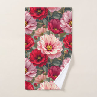 Rosa, rote und mauvefarbene Blumen Handtuch