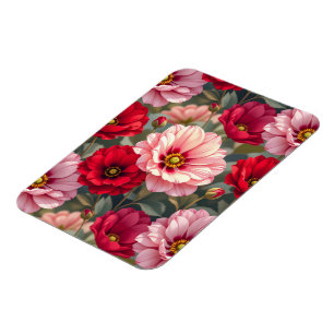 Rosa, rote und mauvefarbene Blumen Magnet