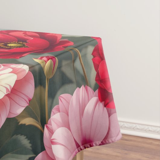 Rosa, rote und mauvefarbene Blumen Tischdecke (Beispiel)