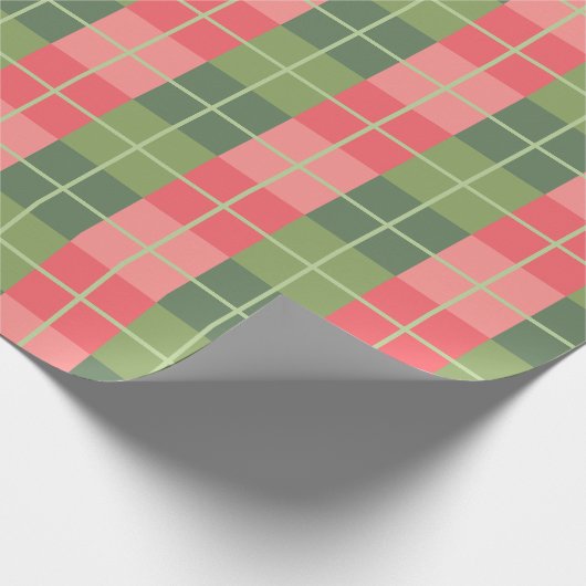 Rosa rote und weiße Quadrate Geschenkpapier (Ecke)