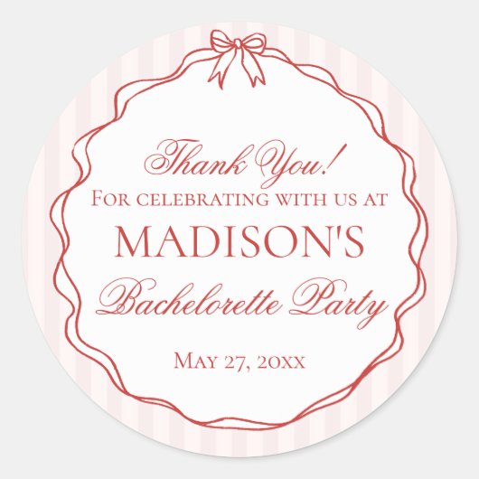 Rosa & Rote Unterwäsche Junggesellinnenabschied Ge Runder Aufkleber (Vorderseite)