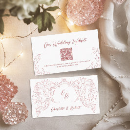 Rosa rote Vintag Geblüht QR-Code Website-Karte Platzkarte