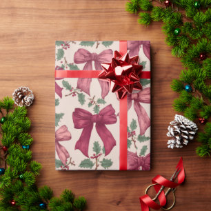 Rosa rote Vintage-Weihnachtsbögen Geschenkpapier