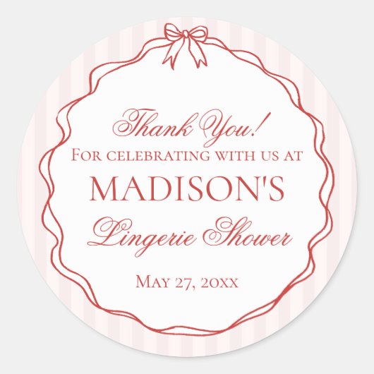 Rosa & Rote Wäsche-Duschhöschen-Party-Geschenke Runder Aufkleber (Vorderseite)