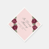 Rosa Rote Wasserfarbe Blumenbeerdigung Serviette (Ecke)