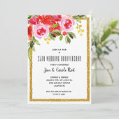 Rosa Rote Wasserfarbe Blumenzwiebeln Einladung (Stehend Vorderseite)