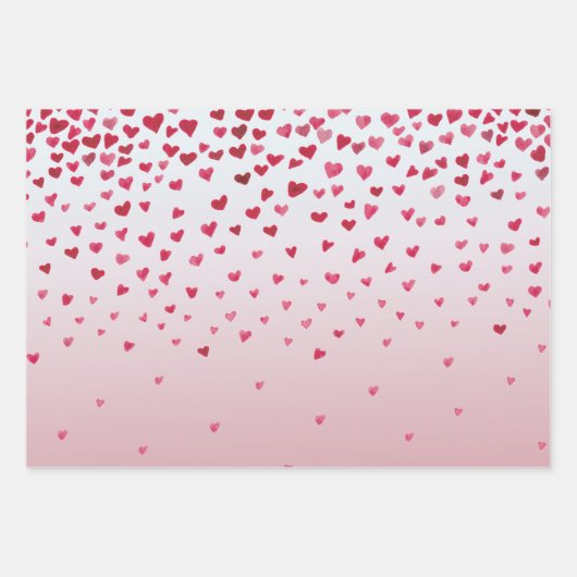 Rosa rote Wasserfarbenherde Geschenkpapier Set (Vorderseite)