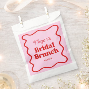 Rosa rote wellige Rand Brautparty Brunch Geschenktütchen