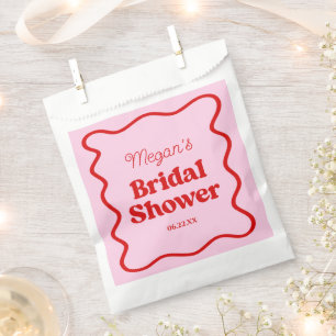 Rosa rote wellige Rand Hochzeitsshower Papier Geschenktütchen