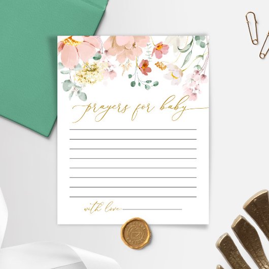 Rosa & Rote Wildblumen Kinderdusche Gebetskarte